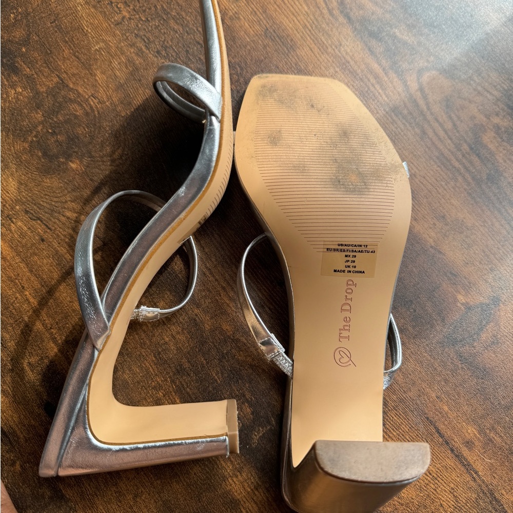 Silver Square Toe High Heeled Sandal - Picture 7 of 8